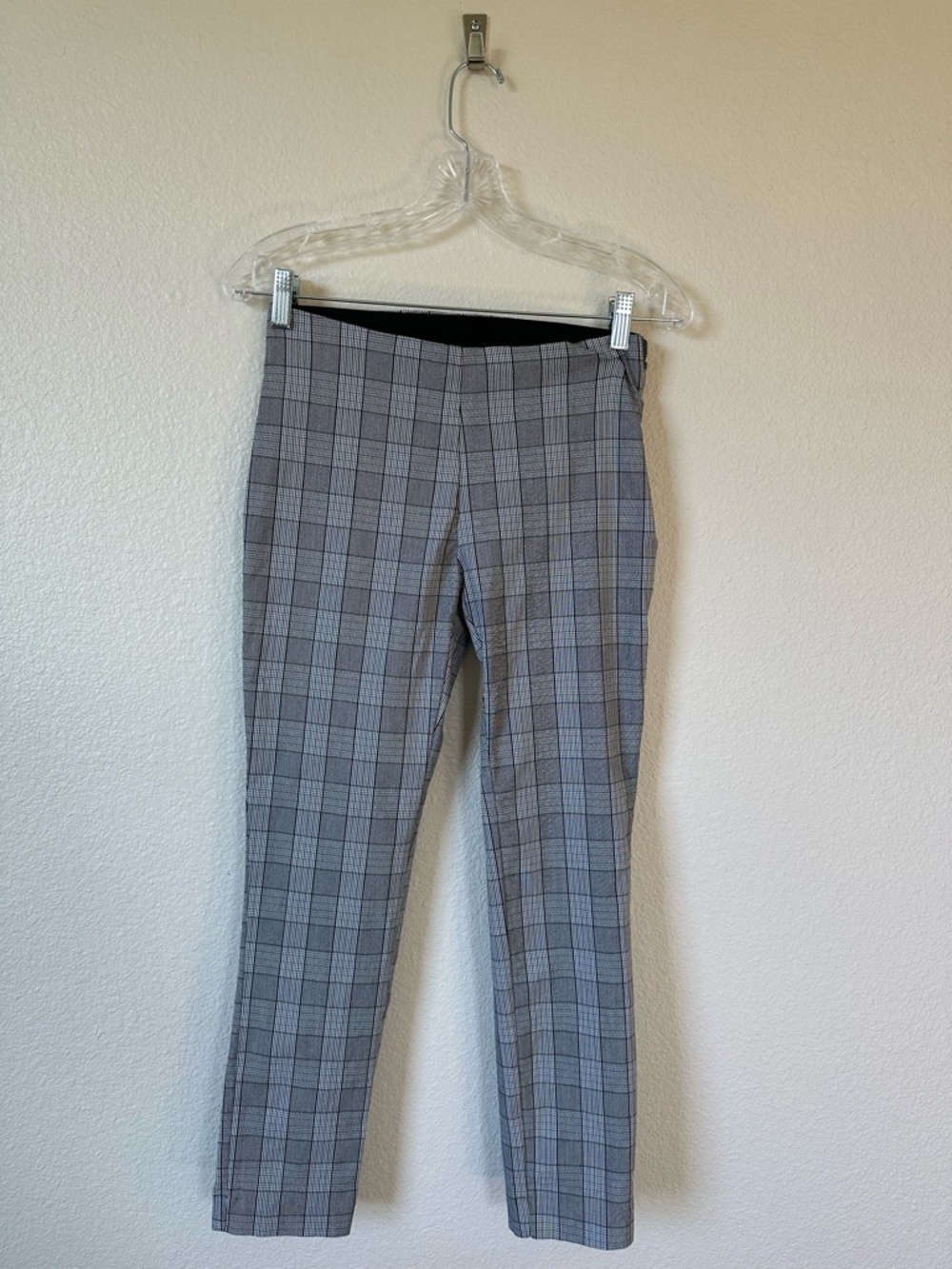 A New Day Gray Plaid Ankle Pants Side Zip Stretch Work Trousers 2